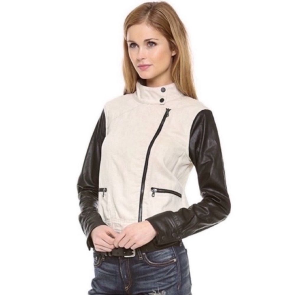 Rag and Bone Linen and Leather Moto Jacket